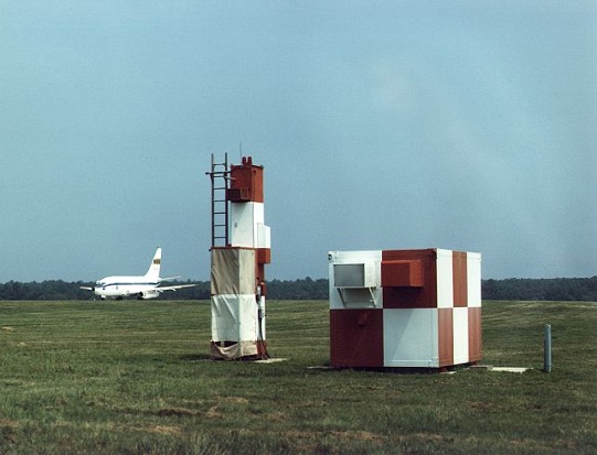  Microwave Landing System equipment in the foreground. 